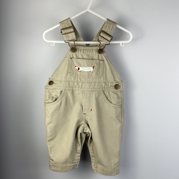Souris Mini Khaki Carpenter Overalls Embroidered Dog 6 Months - Picture 3 of 7
